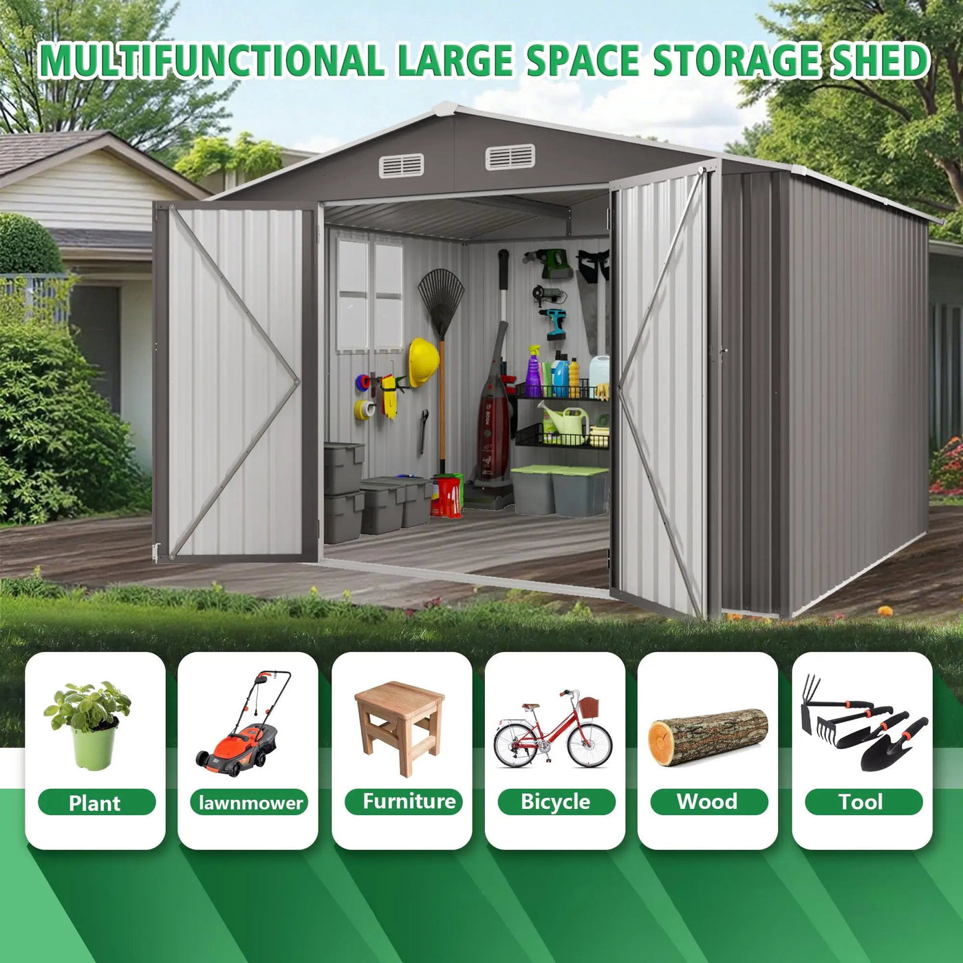 Outdoor Storage Shed With Lockable Doors by HouseOfZazla