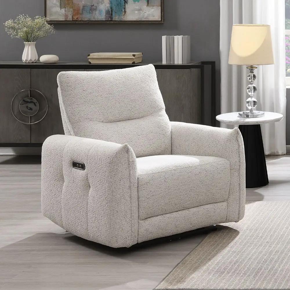Lalisa - Power Motion Recliner With USB Port - Cream Chenille by Unique Piece Furniture