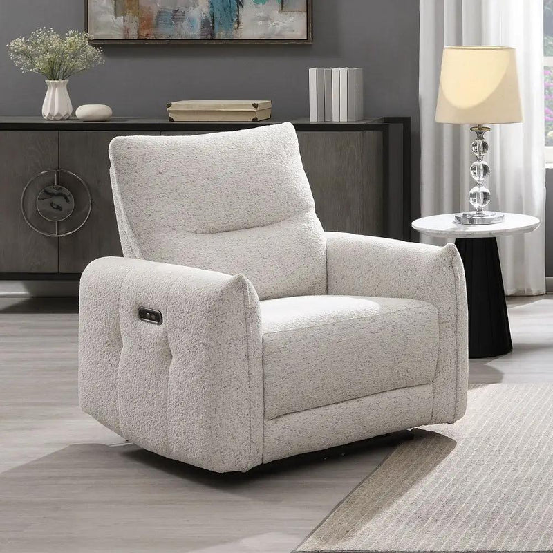 Lalisa - Power Motion Recliner With USB Port - Cream Chenille by Unique Piece Furniture