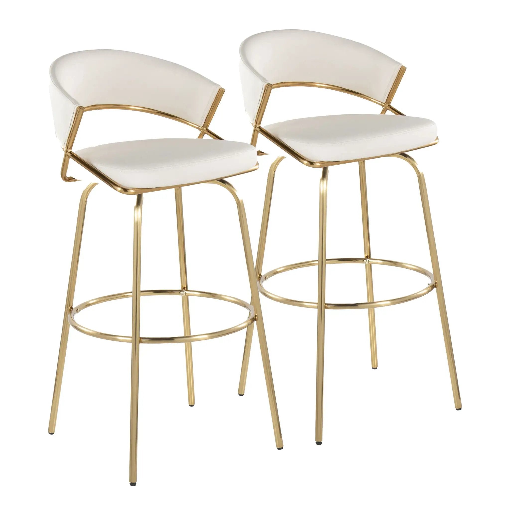Jie - Fixed Height Contemporary Barstool With Swivel With Round Footrest (Set of 2) by Unique Piece Furniture