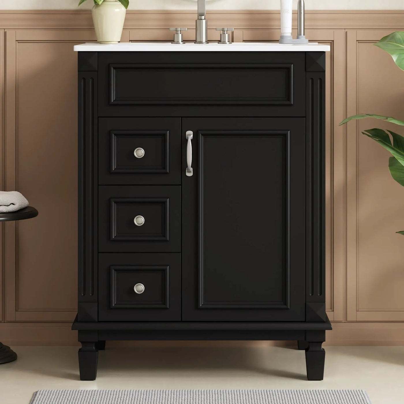 Bathroom Vanity With Sink, Compact Cabinet & 2 Drawers And Adjustable Shelf by Unique Piece Furniture