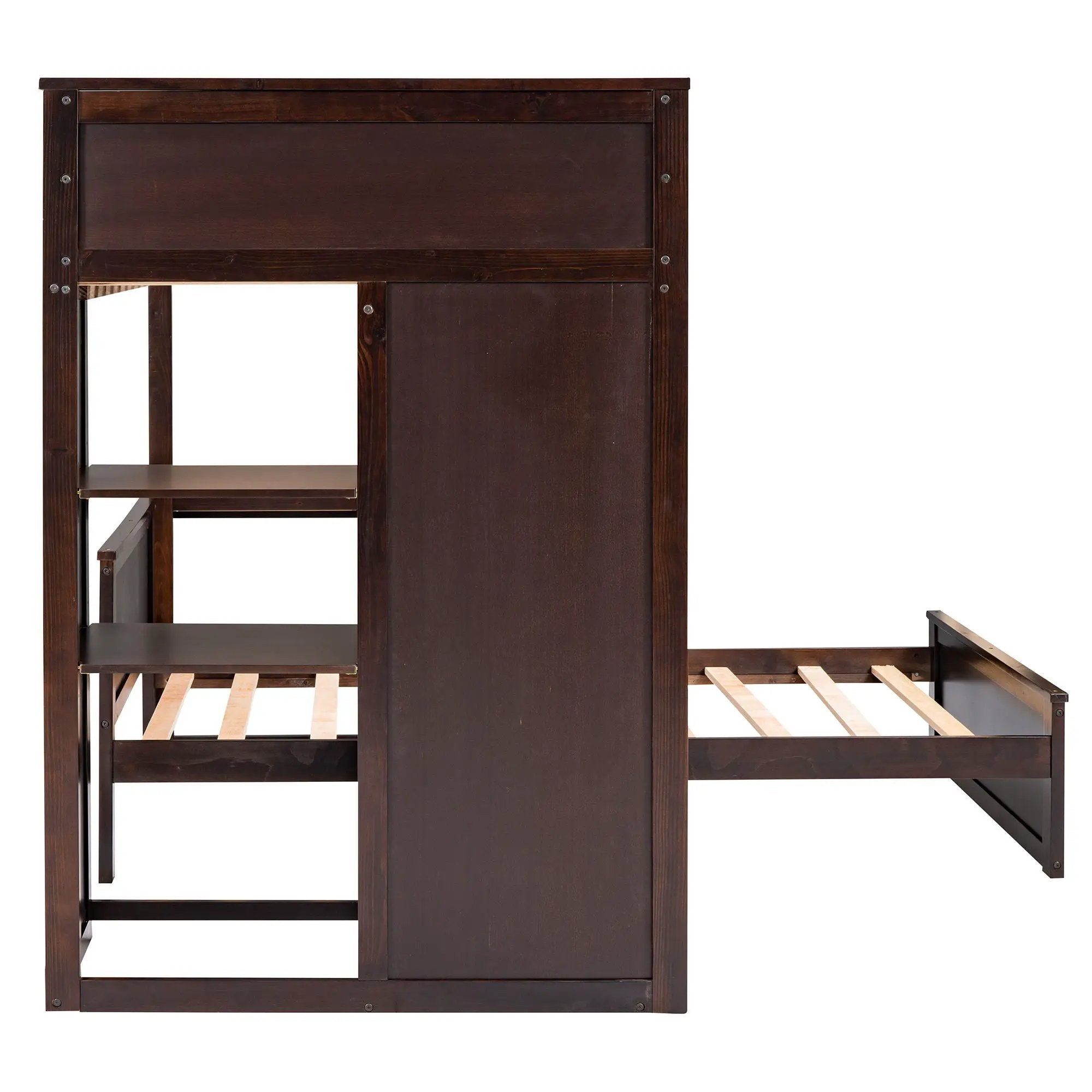 Loft Bed With A Stand Alone Bed, Shelves, Desk, And Wardrobe by HouseOfZazla