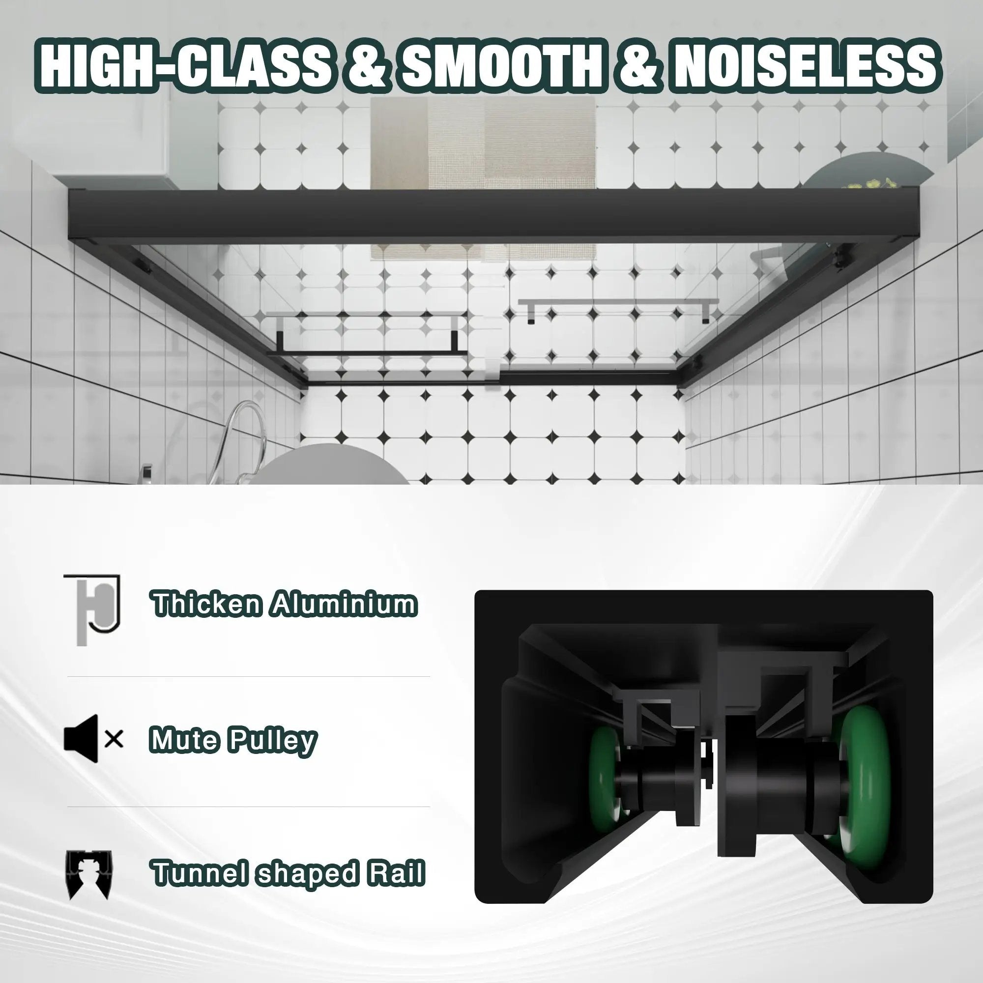 Aluminum Frame Double Sliding Shower Door - Bypass Bathroom Door by HouseOfZazla
