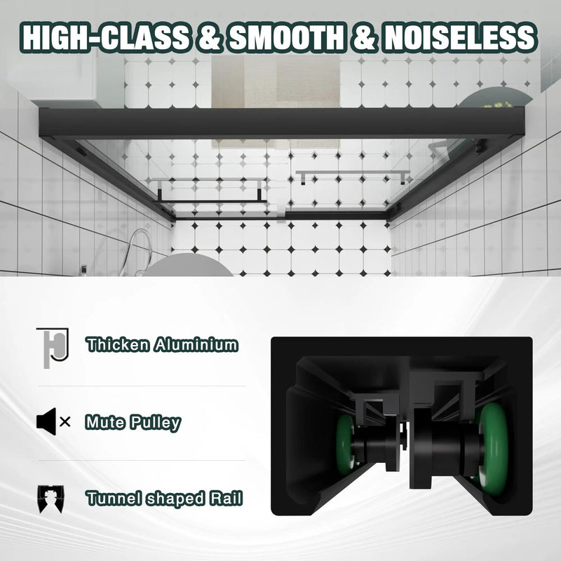 Aluminum Frame Double Sliding Shower Door - Bypass Bathroom Door by HouseOfZazla
