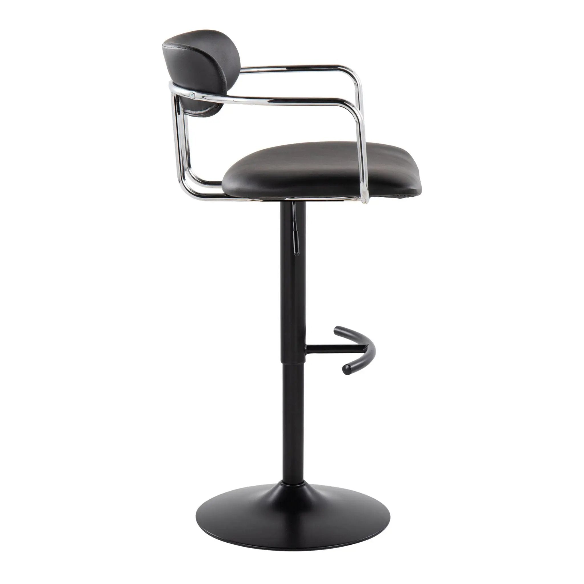 Demi - Contemporary Adjustable Height Barstool With Swivel With Rounded T Footrest (Set of 2) by HouseOfZazla