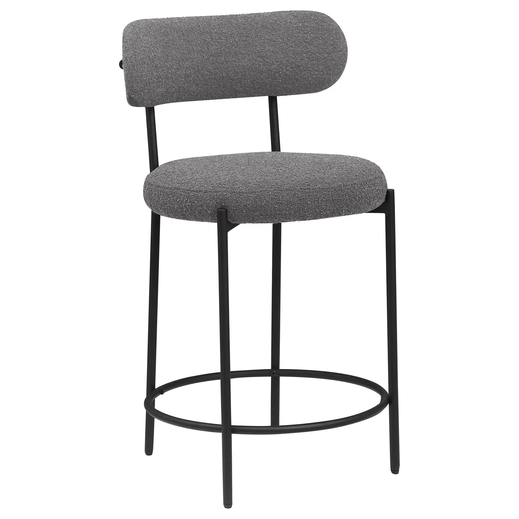 Viola Boucle Upholstered Counter Chair Grey (Set of 2) by Unique Piece Furniture