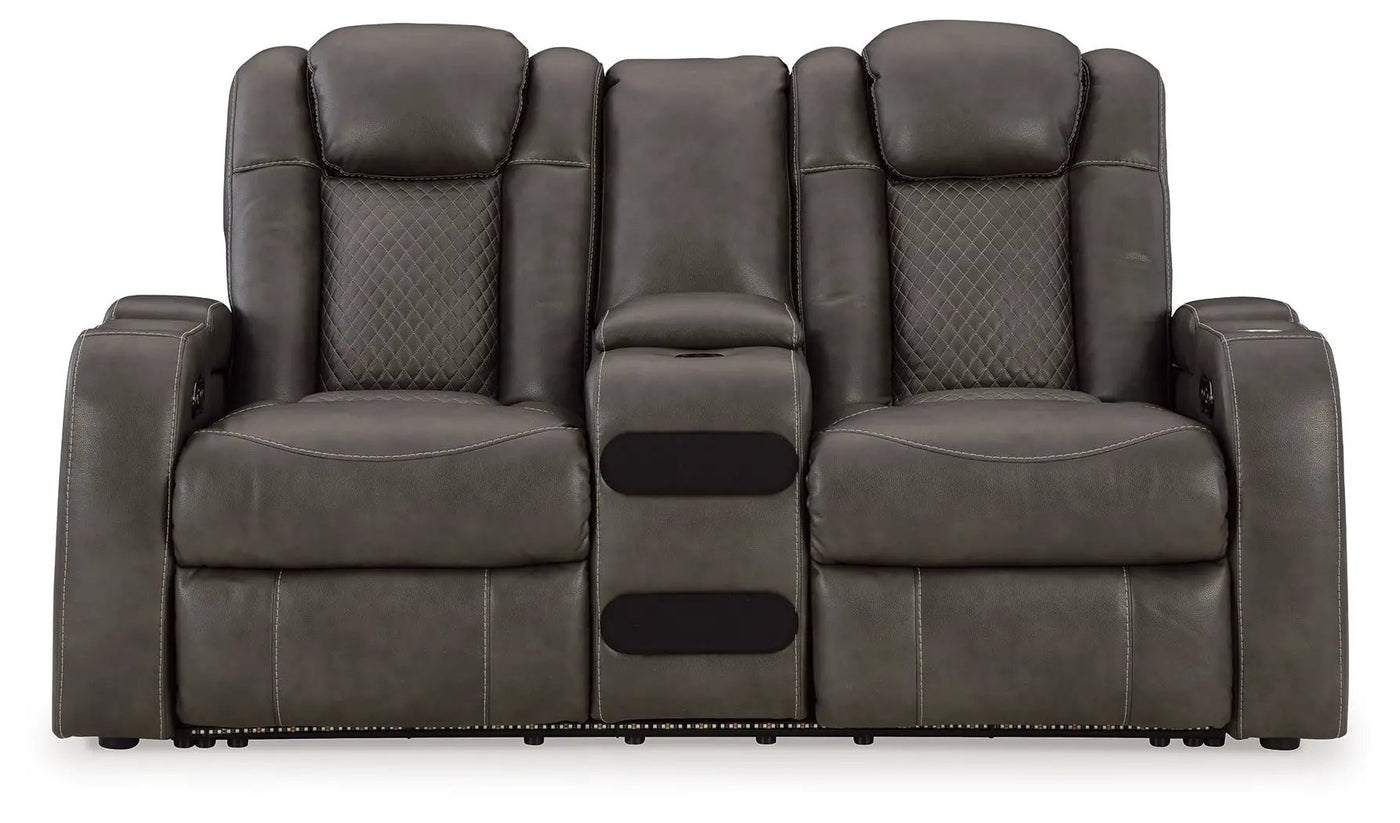 Fyne-dyme - Power Reclining Loveseat With Console/Adj Hdrst by Unique Piece Furniture
