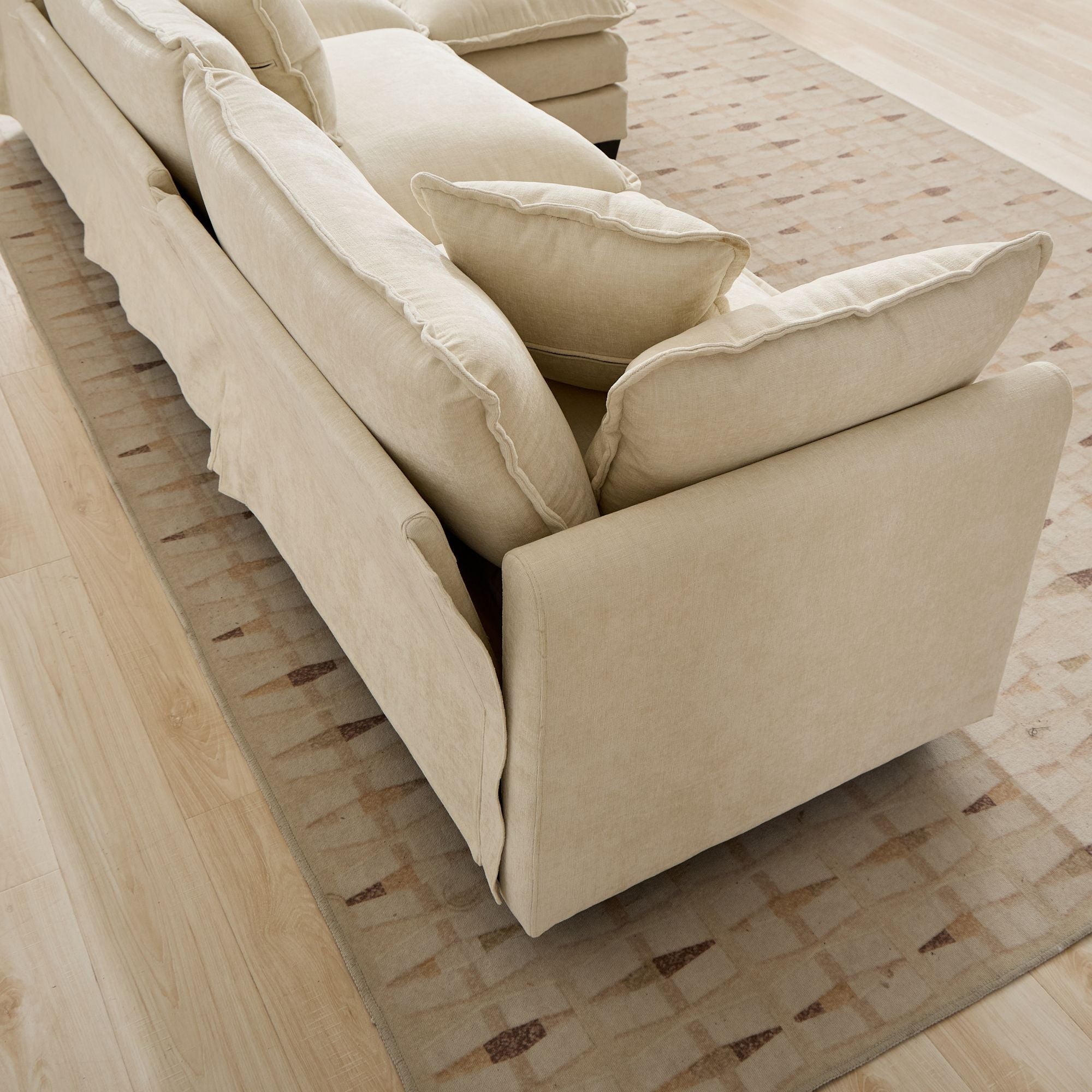 Cloud3 Seats Sofa (Ottoman is not included)Chenille Fabric in Beige by BLAKHOM