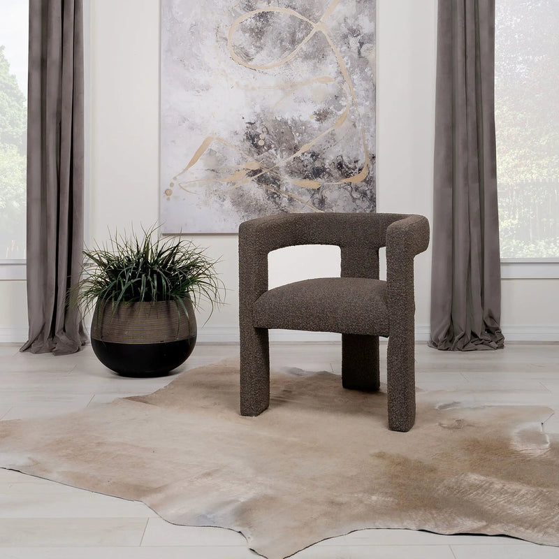 Petra Boucle Upholstered Accent Side Chair Chocolate Brown by Unique Piece Furniture