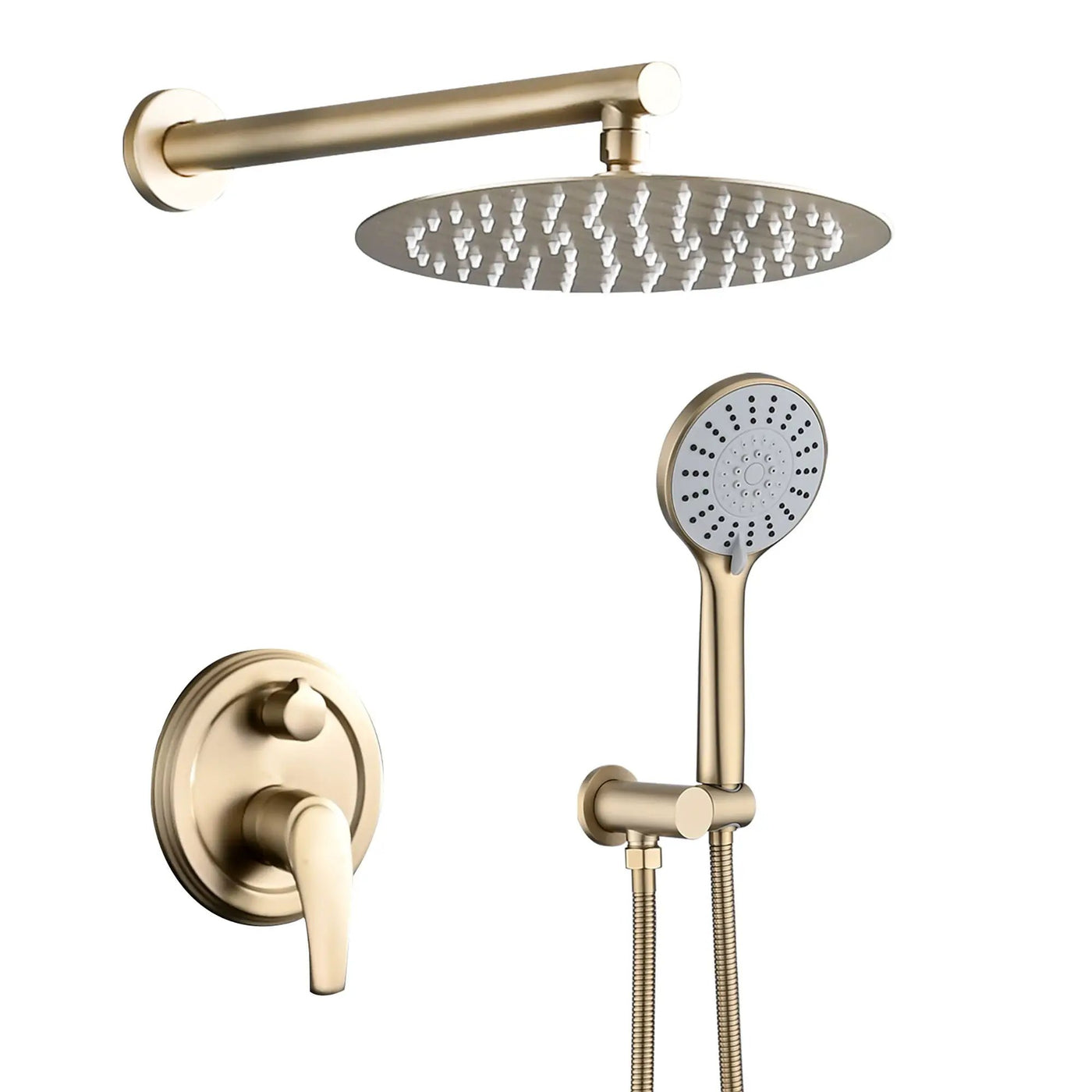 Wall Mounted Shower Set With High Pressure 10" Rain Shower Head And 5 Function Handheld Shower Head by HouseOfZazla