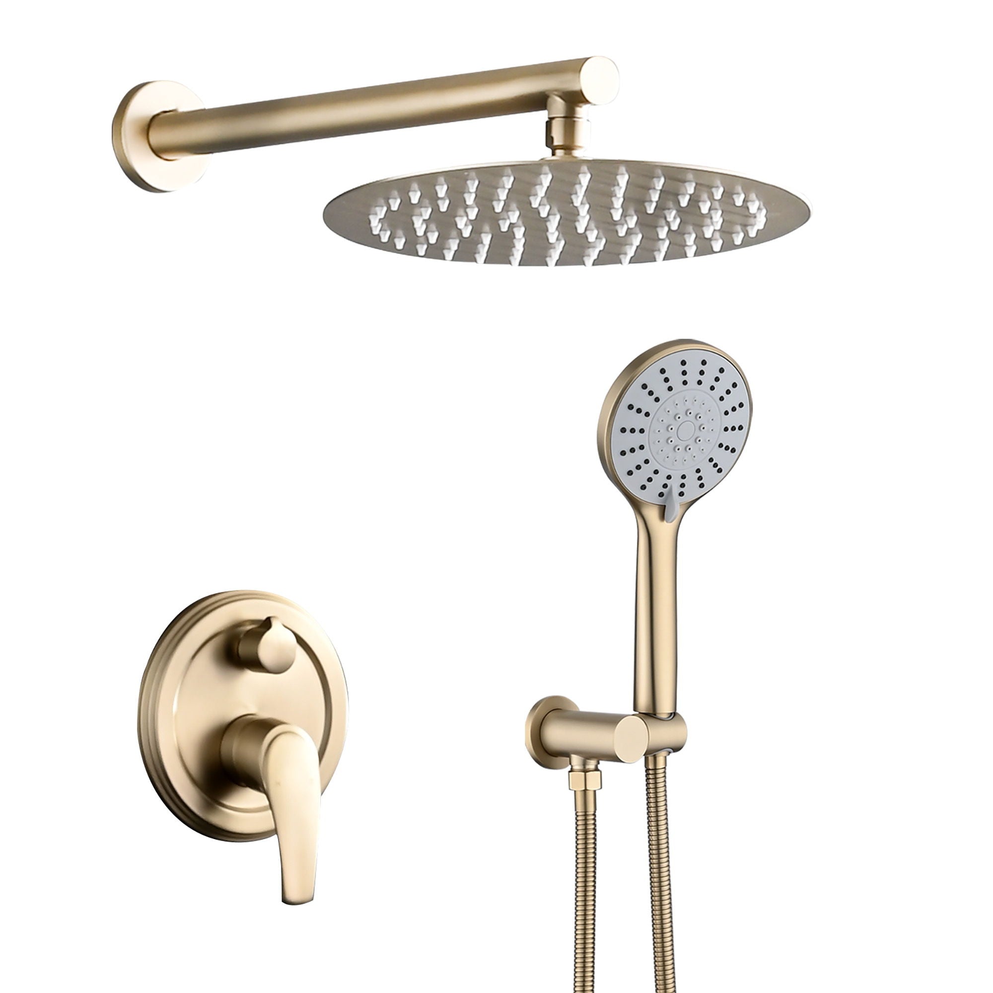 Wall Mounted Shower Set With High Pressure 10" Rain Shower Head And 5 Function Handheld Shower Head by HouseOfZazla
