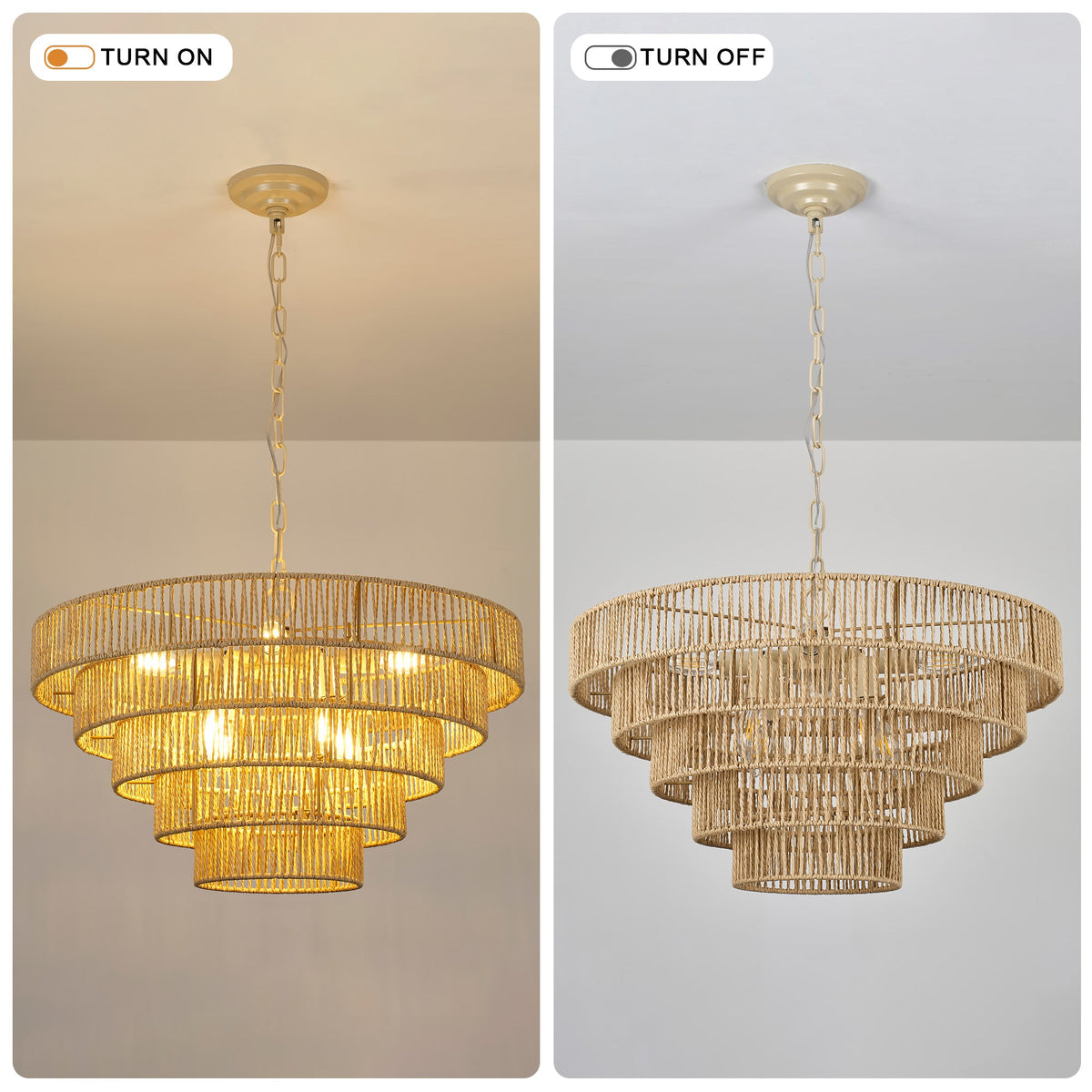 5-Tier Living Room Chandelier with Glass Lampshade - Off-White, photo 5 of 5