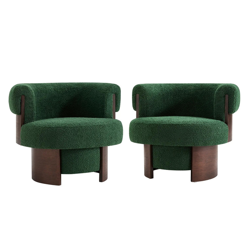 Modern 32" Wide Curved Sculptural Swivel Barrel Chairs - Set of 2 by HouseOfZazla