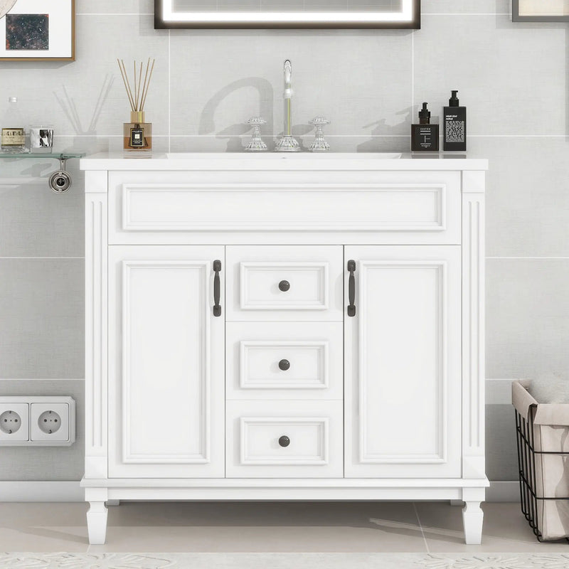 Bathroom Vanity With Top Sink, Basin On Cabinet With 2 Soft Closing Doors And 2 Drawers by Unique Piece Furniture