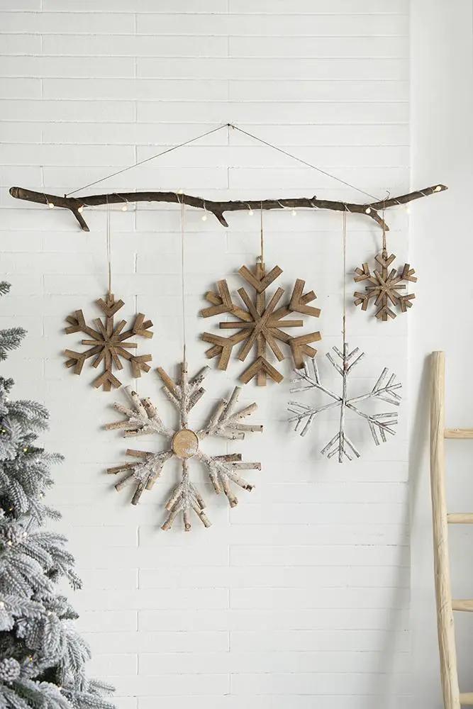 17.7" x 17.7" Large Fir Wood Snowflake Ornaments - Set of 2 by HouseOfZazla