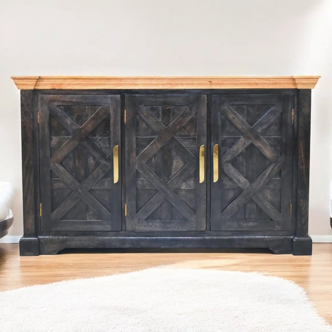 Solid Wood Regal Rustic Sideboard - 6 Compartments by HouseOfZazla