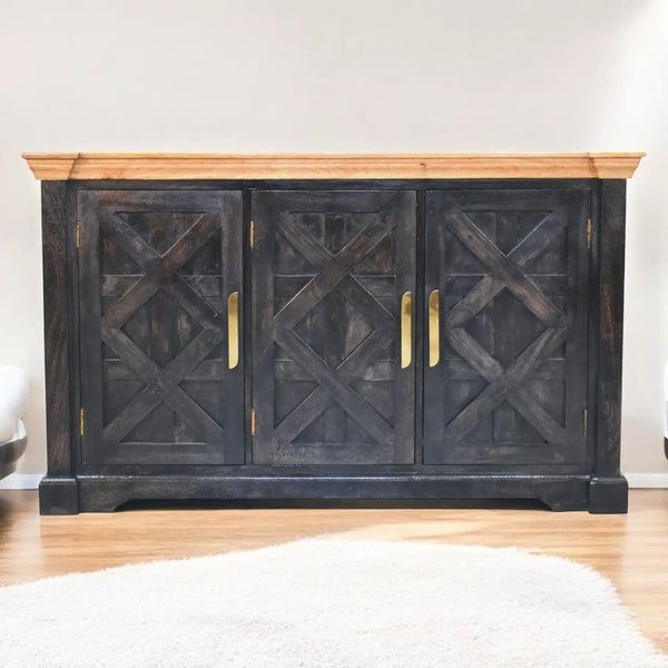 Solid Wood Regal Rustic Sideboard - 6 Compartments