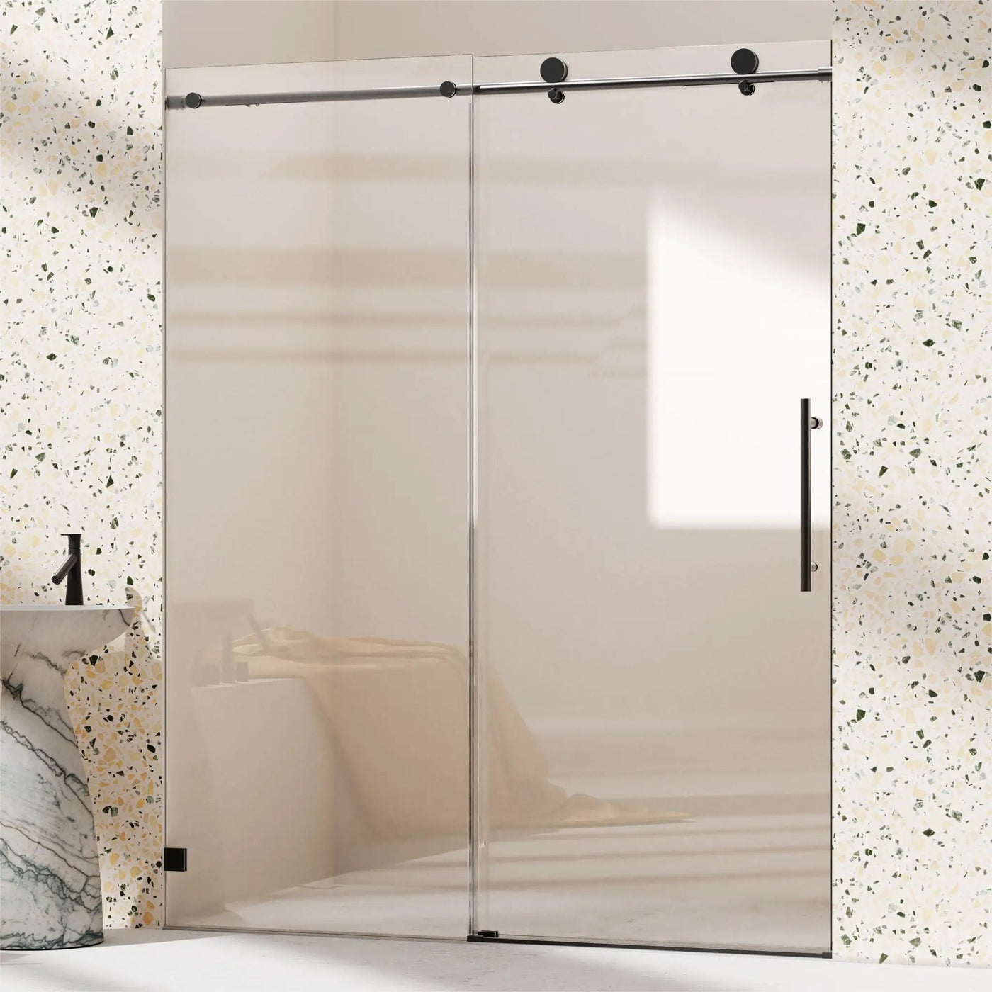 Frameless, Single Sliding Soft Close Shower Doors, 5/16" Sgcc Tempered Glass by HouseOfZazla