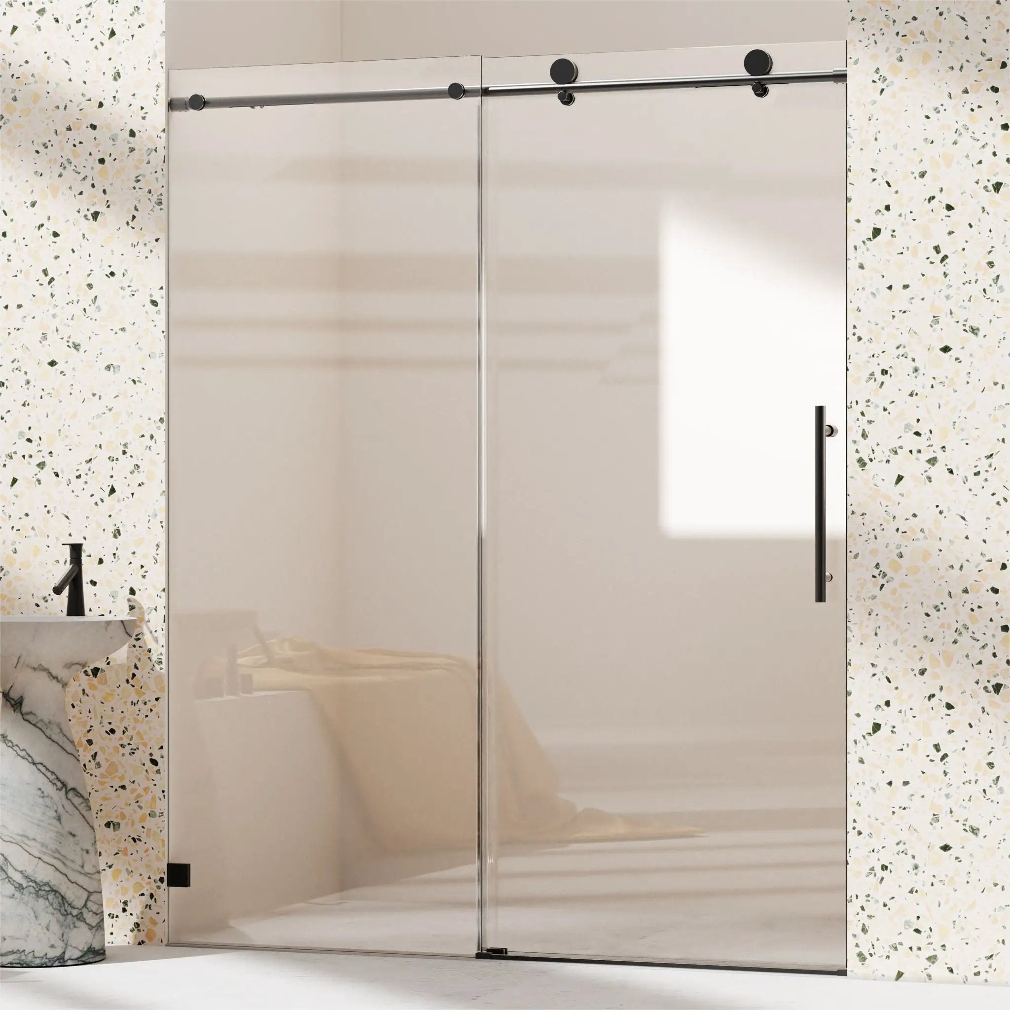 Frameless, Single Sliding Soft Close Shower Doors, 5/16" Sgcc Tempered Glass by HouseOfZazla