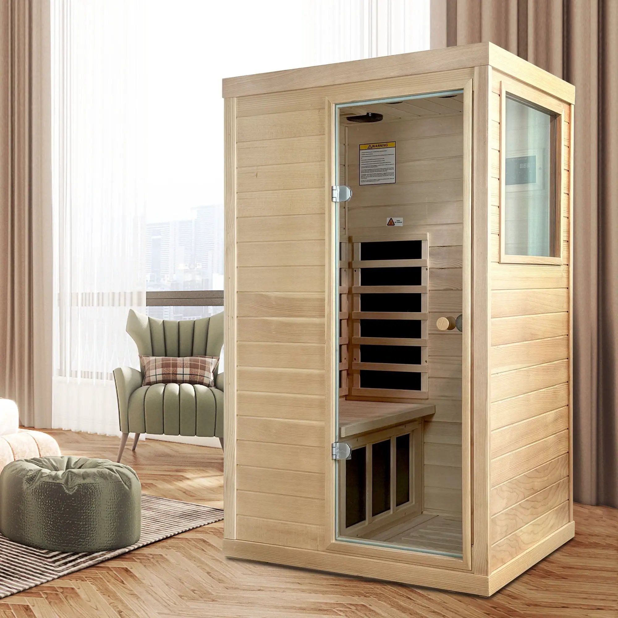 Canadian Hemlock Wood One Person Far Infrared Sauna by HouseOfZazla
