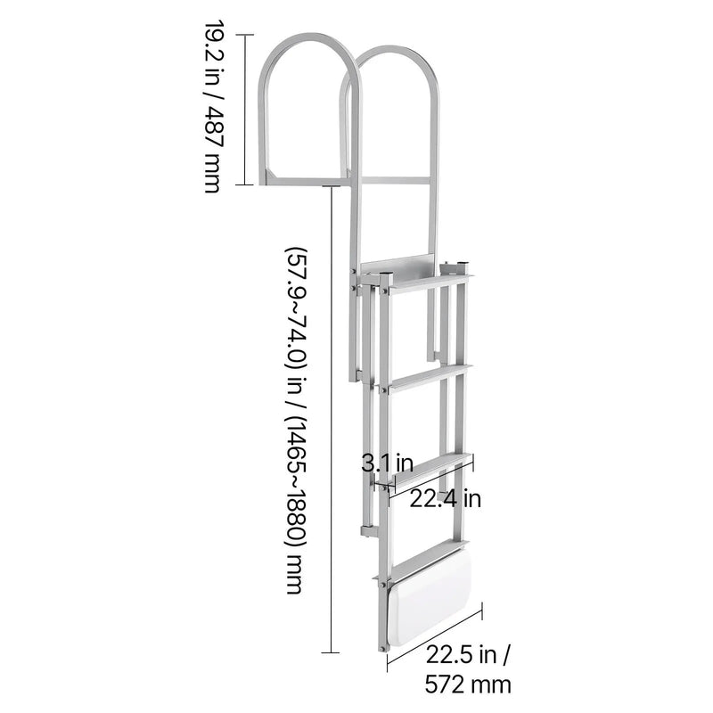 Retractable Dock Ladder, 4 Steps, Aluminum Alloy Swim Ladder by HouseOfZazla