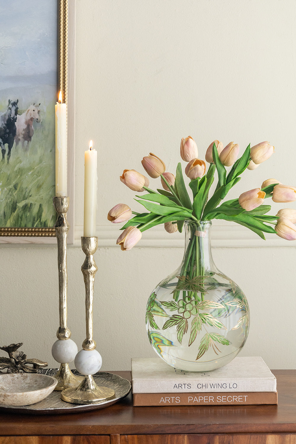 Clear Glass Vase with Bulbous Silhouette and Slender Neck - 11", photo 5 of 7