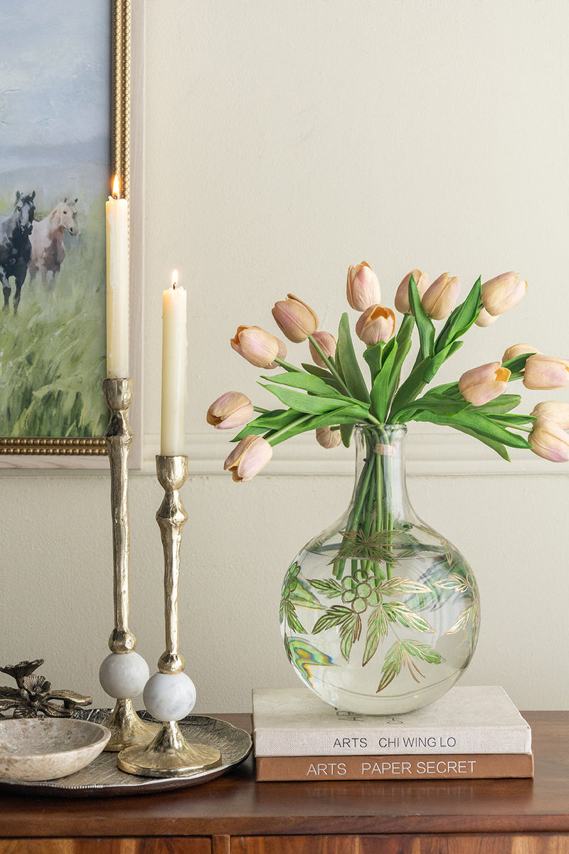 Clear Glass Vase with Bulbous Silhouette and Slender Neck - 11", photo 5 of 7