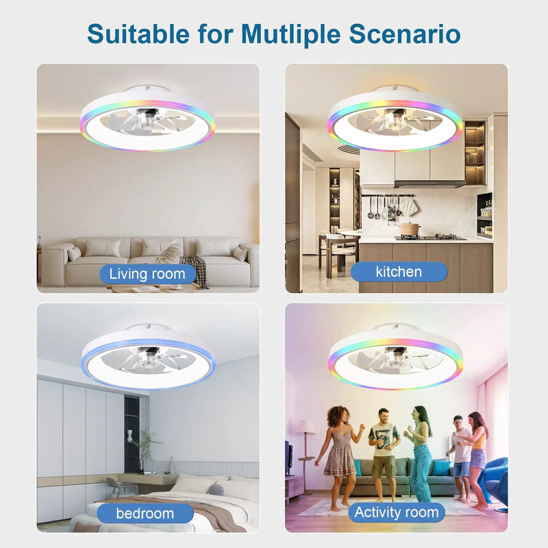 19.7" Modern RGB Ceiling Fan with Lights by HouseOfZazla