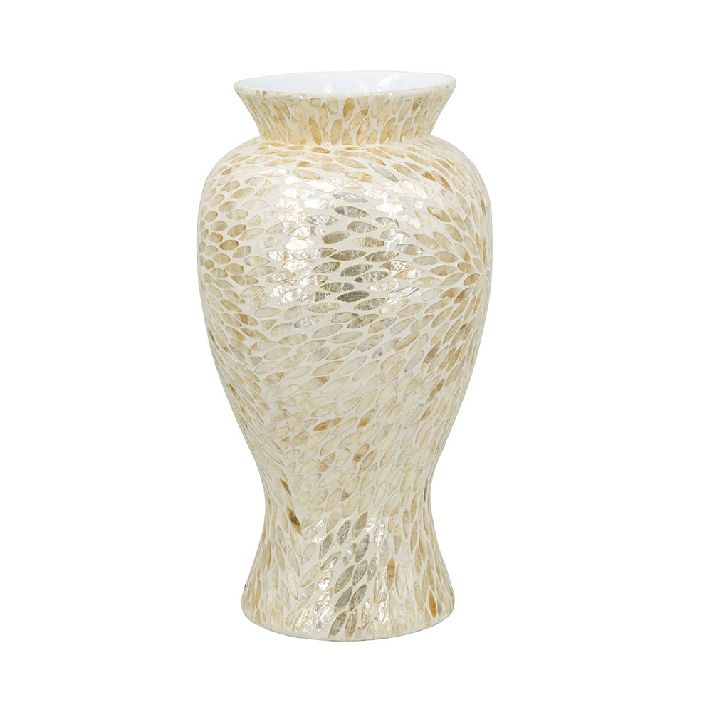 Large Vase with Capiz Shell Motif - Gold & White, photo 2 of 6