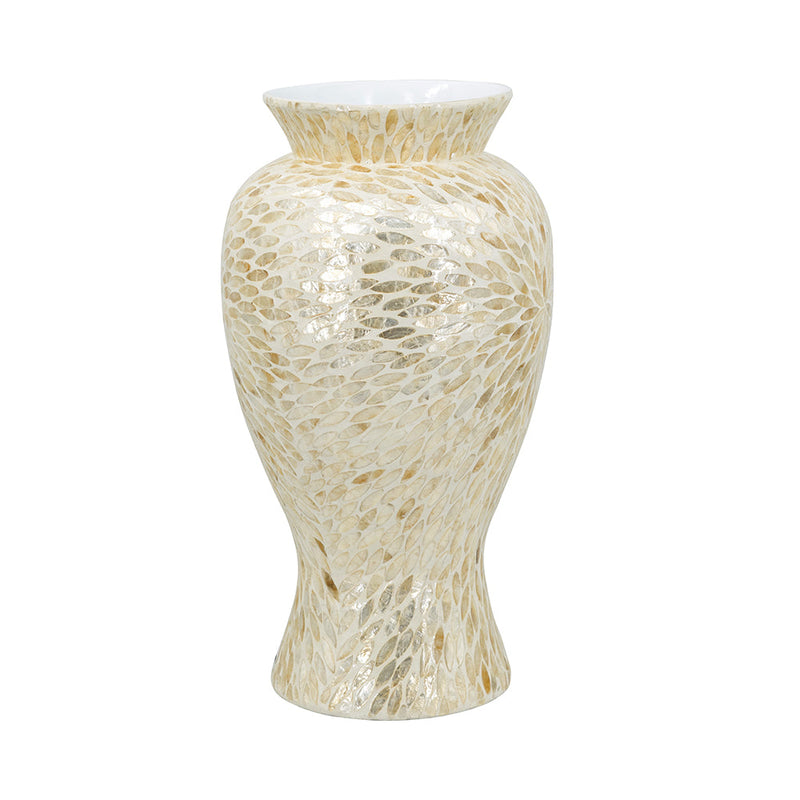 Large Vase with Capiz Shell Motif - Gold & White, photo 2 of 6