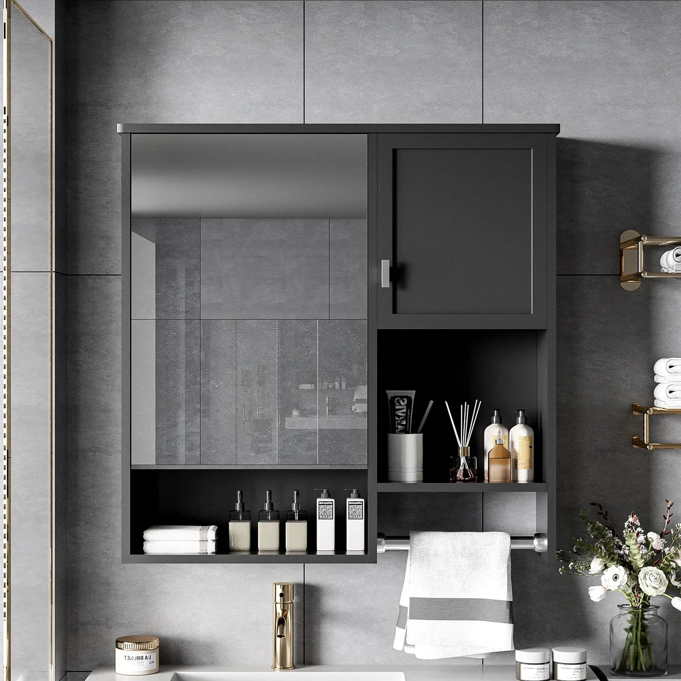 Modern Wall Mounted Bathroom Medicine Cabinet, Bathroom Wall Storage Cabinet With Mirror by HouseOfZazla