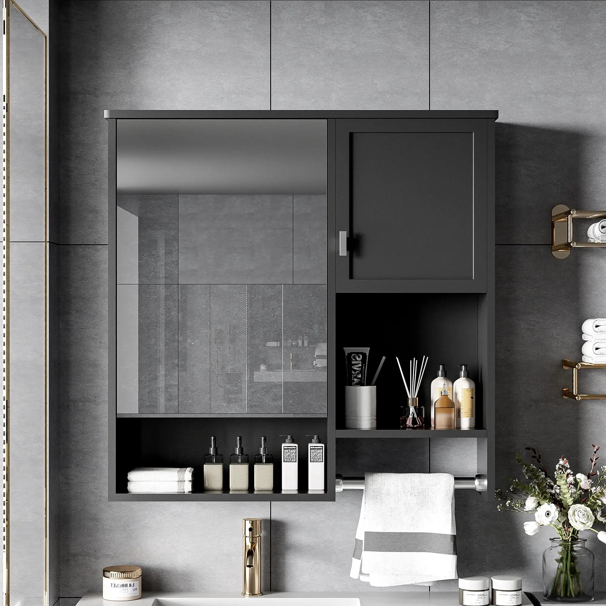 Modern Wall Mounted Bathroom Medicine Cabinet, Bathroom Wall Storage Cabinet With Mirror by HouseOfZazla