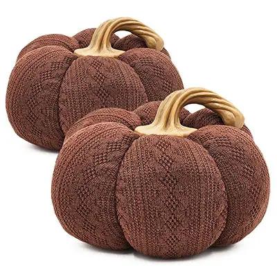 Pumpkin Ornament Decor For Holiday Harvest Festival Fall Festival & Thanksgiving (Set of 2) - Dark Brown by Unique Piece Furniture