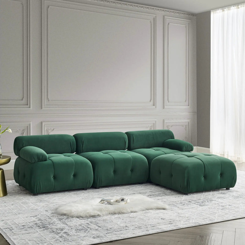 Modular Sectional Sofa, Button Tufted Design With Diy L-Shaped Layout, Reversible Ottoman by HouseOfZazla