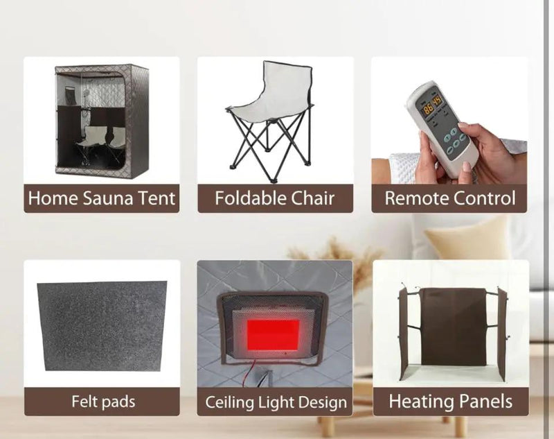 TaTalife Portable 1-2 Person Infrared Saunas for Home, Full Spectrum Infrared Sauna, Full Size Large Space Spa, 2 Portable Upgrade Chair, Oversize Full Body Home Sauna Spa for Relaxation & Detox by Selzalot