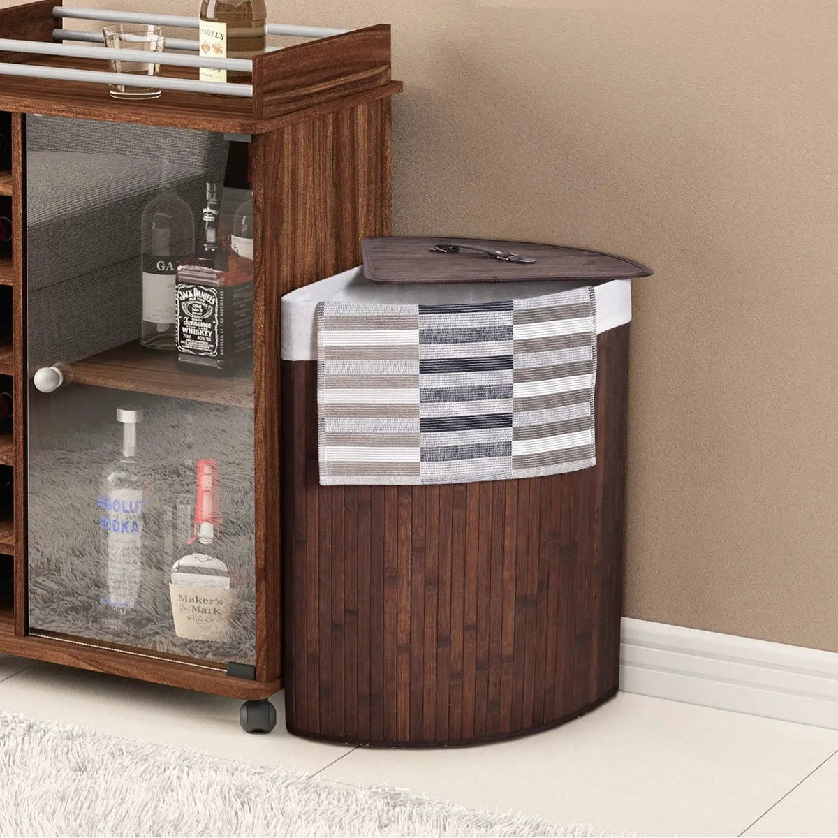 Corner Bamboo Hamper Laundry Basket by DirectDeals