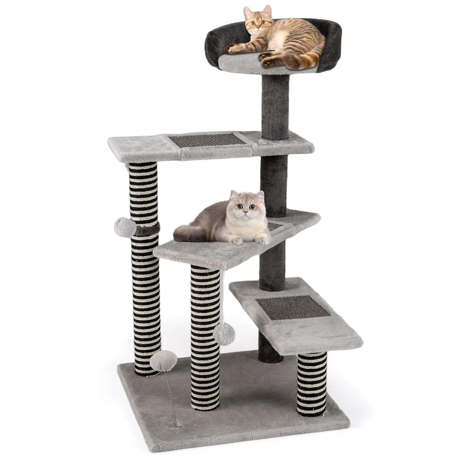 93 CM Tall Cat Tree Kitten Tower with Sisal and Jute Scratching Posts-Gray by DirectDeals