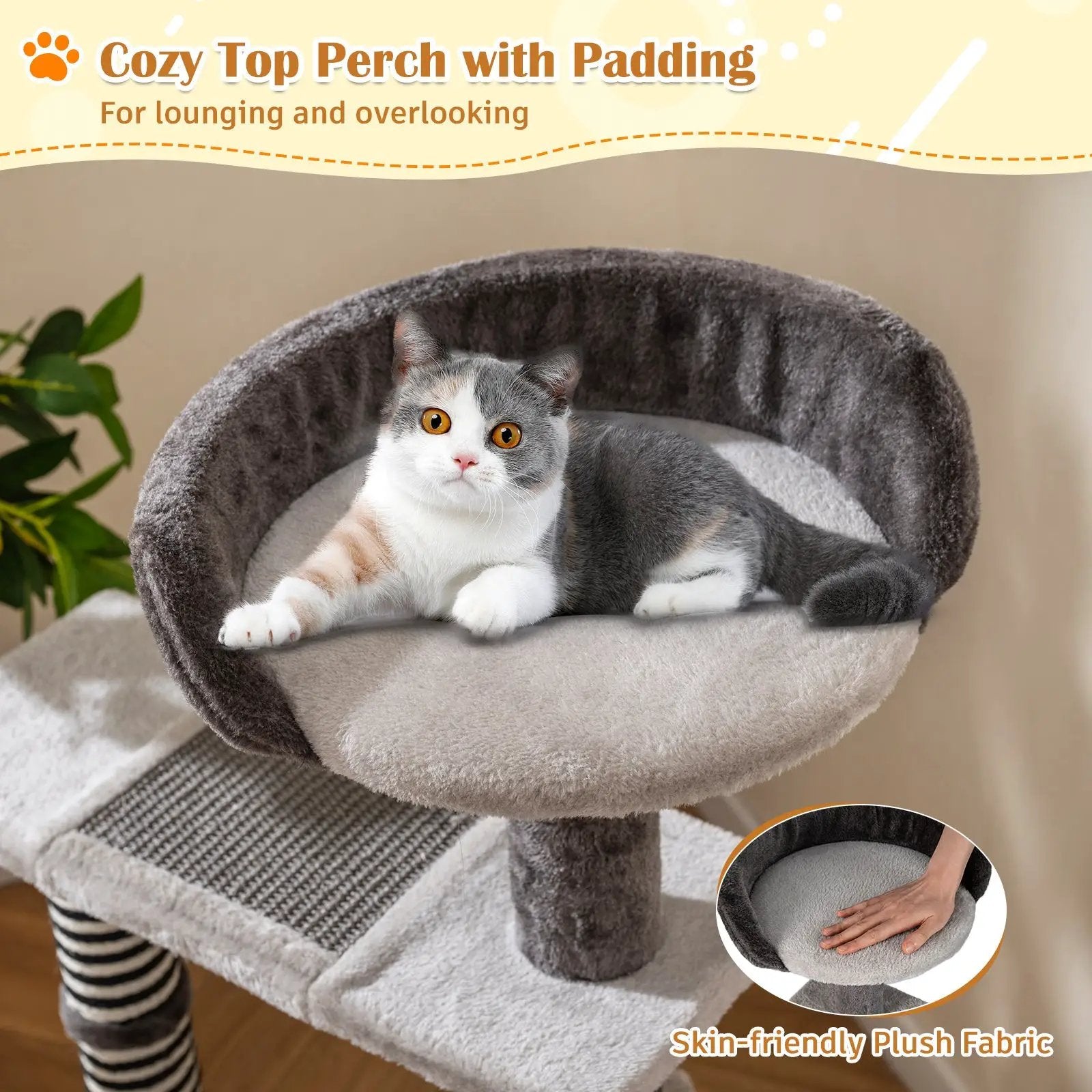 93 CM Tall Cat Tree Kitten Tower with Sisal and Jute Scratching Posts-Gray by DirectDeals