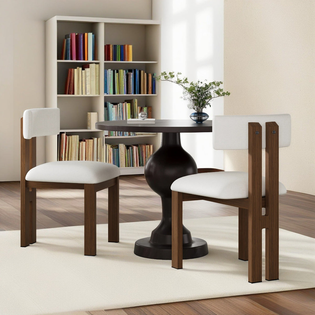3-Piece Dining Set With Upholstered Chairs And Round Table