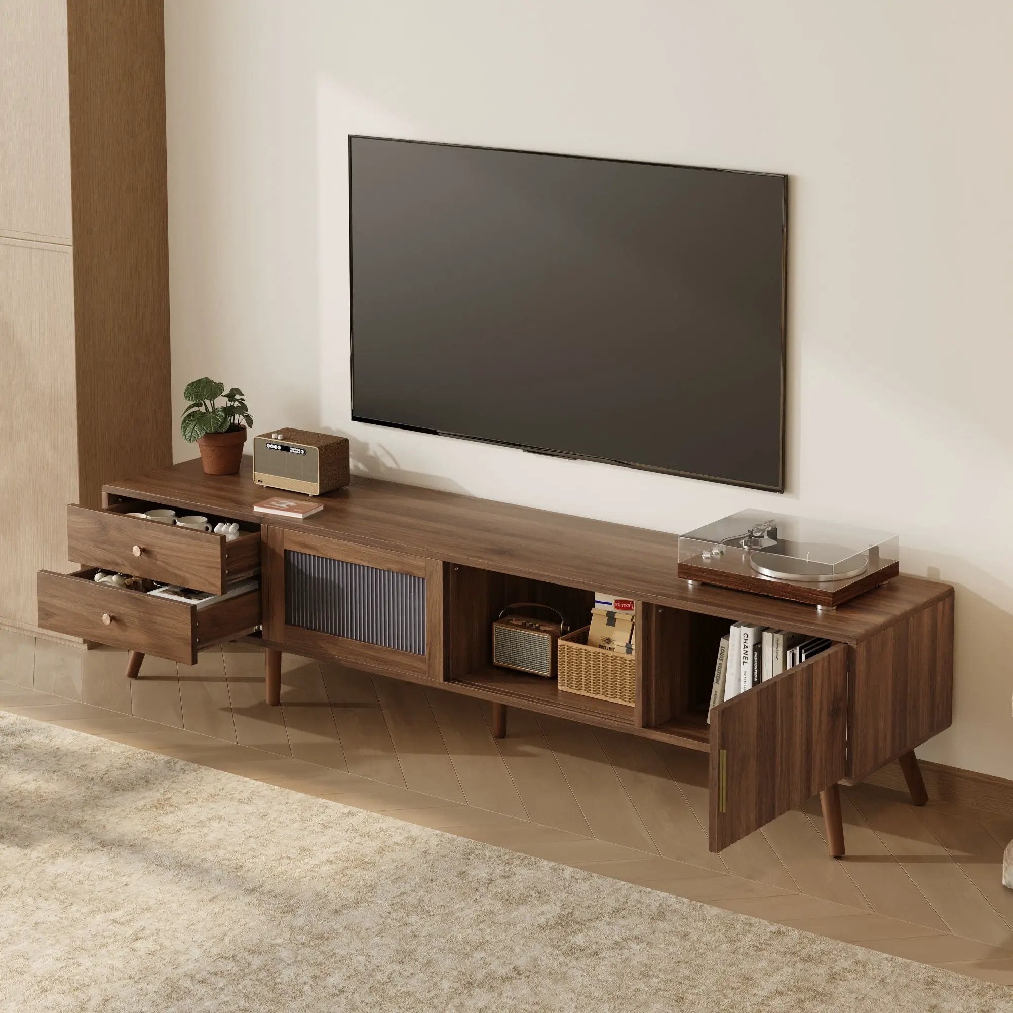 76" TV Stand, Entertainment Center With Storage Cabinets by HouseOfZazla