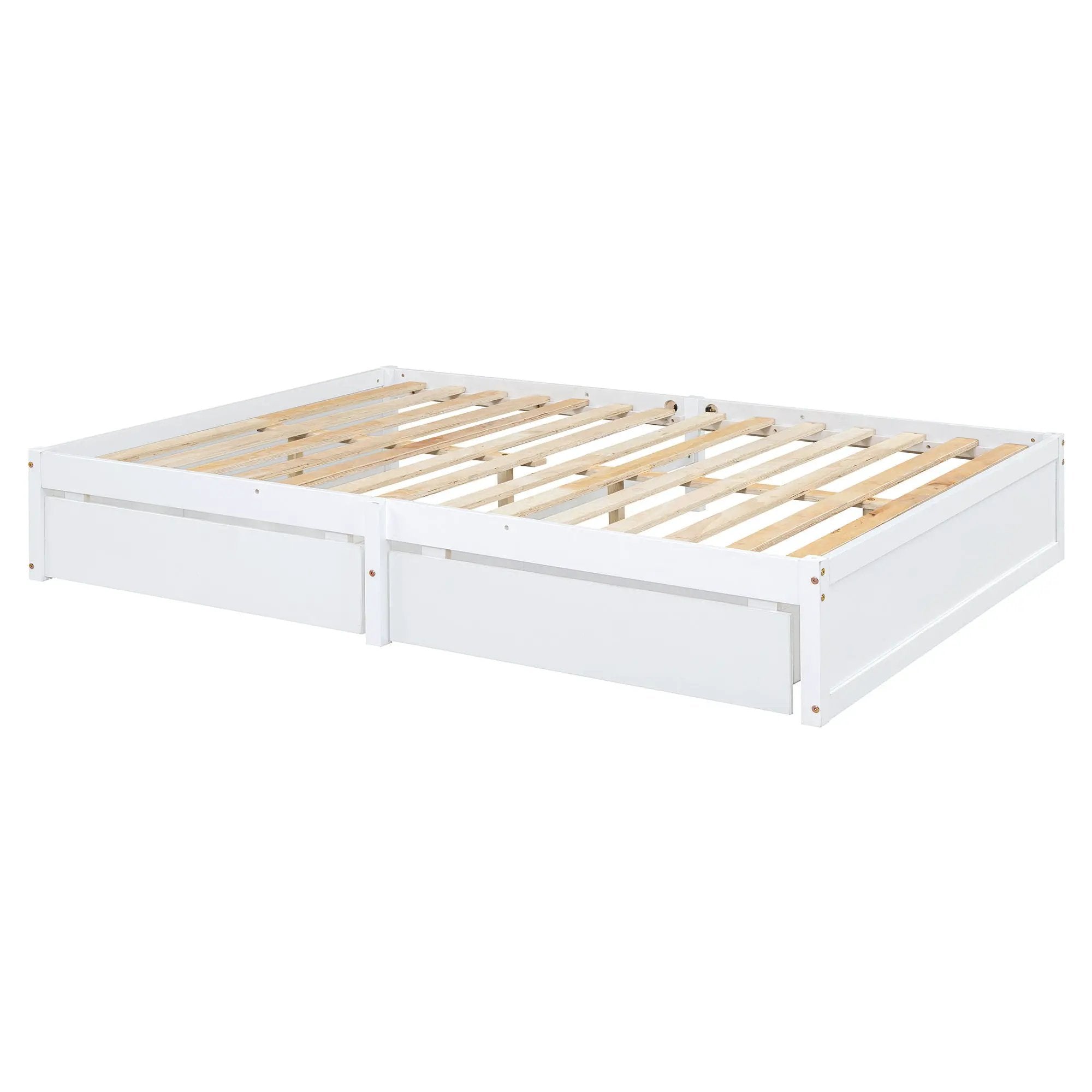 Daybed With Fence Guardrails And 2 Drawers, Split Into Independent Floor Bed & Daybed by HouseOfZazla