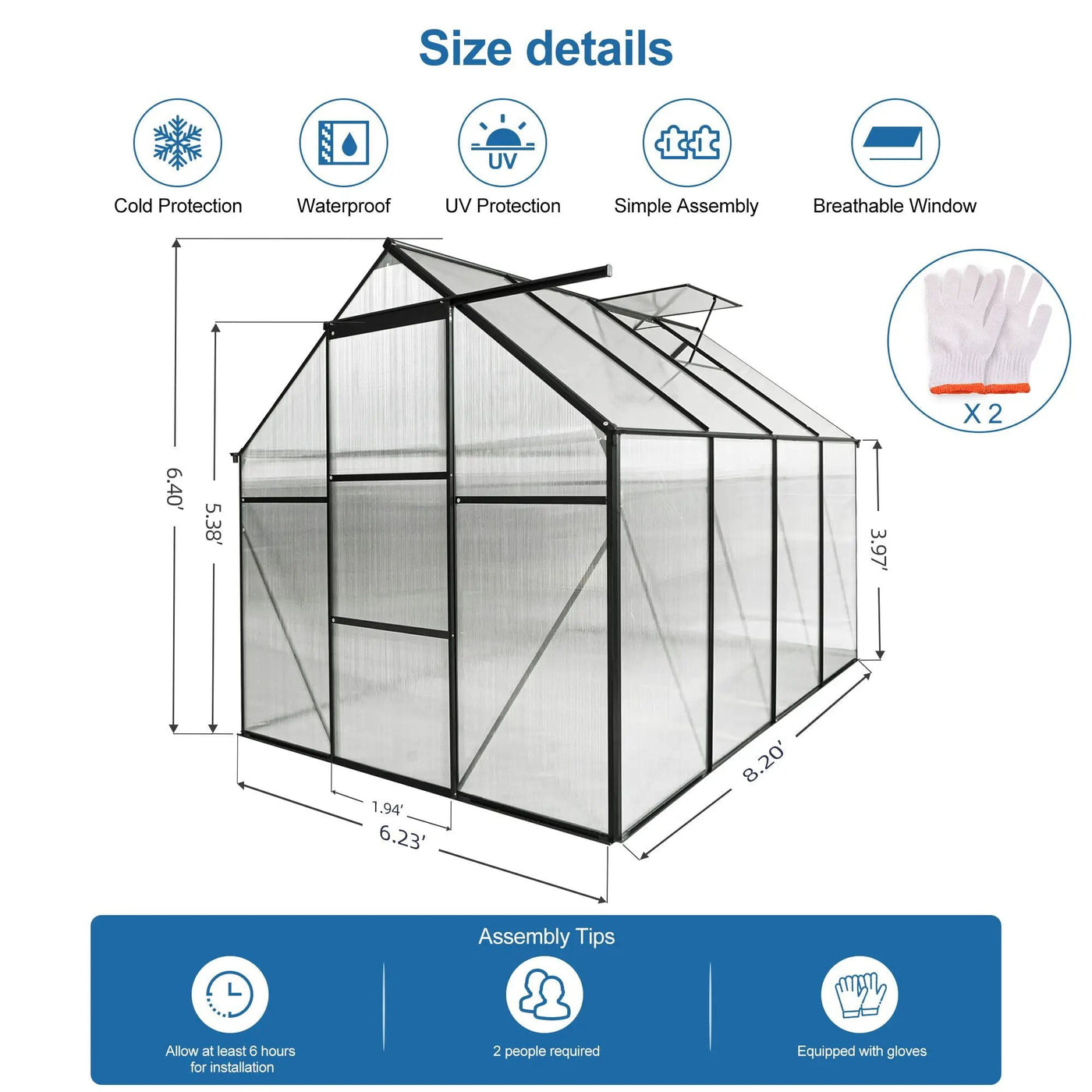 Polycarbonate house Raised Base And Anchor Aluminum Heavy Duty Walk-In houses For Outdoor Backyard In All Season by HouseOfZazla