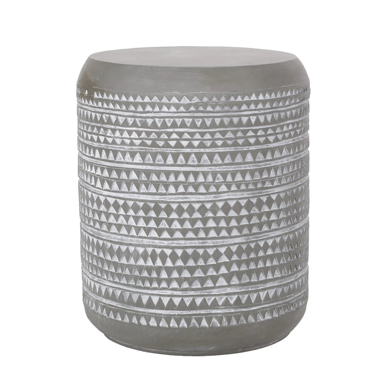 Outdoor Side Table With Cylindrical Shape - White by HouseOfZazla