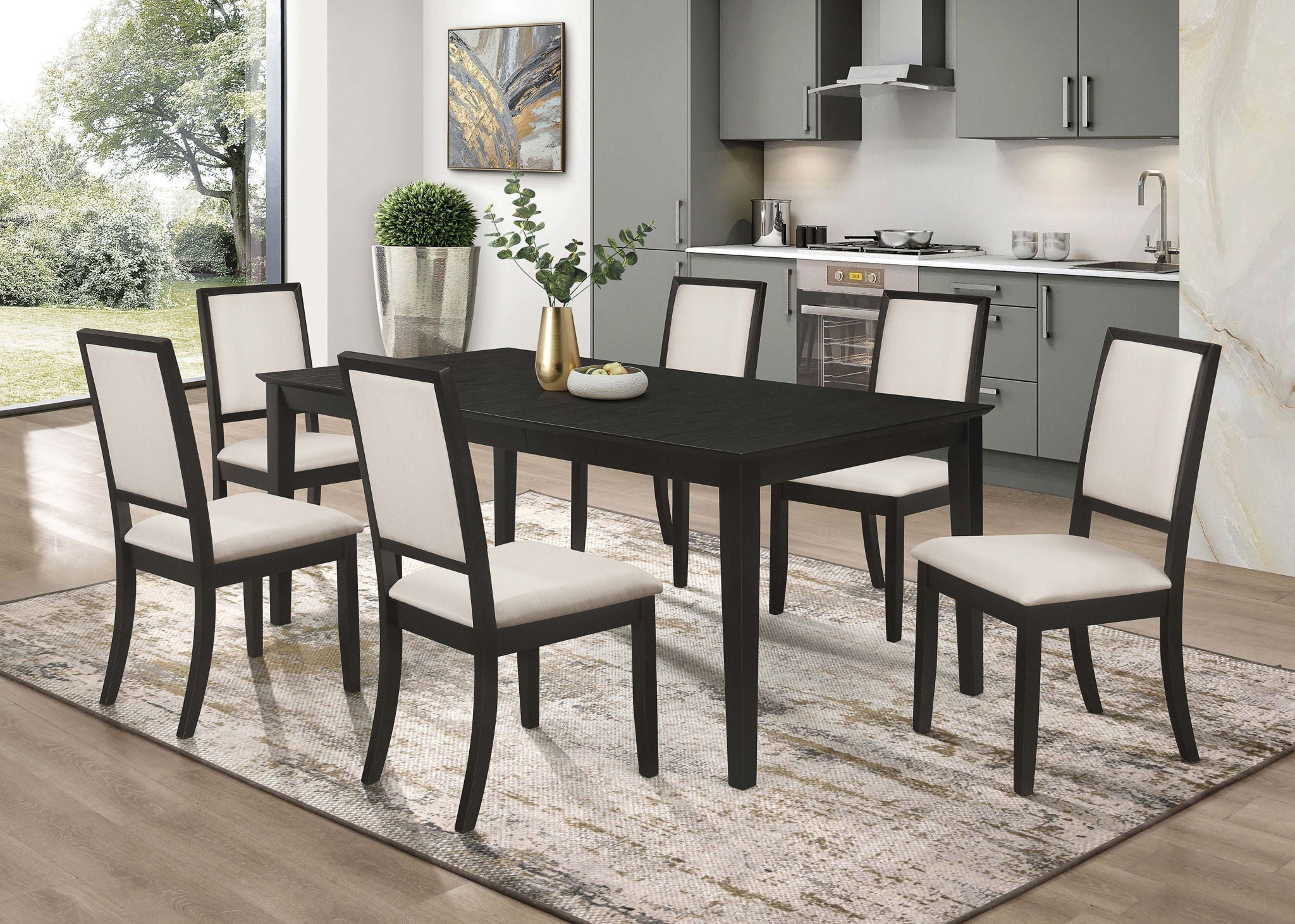 Louise Rectangular 78-inch Extension Leaf Dining Table Black by Unique Piece Furniture