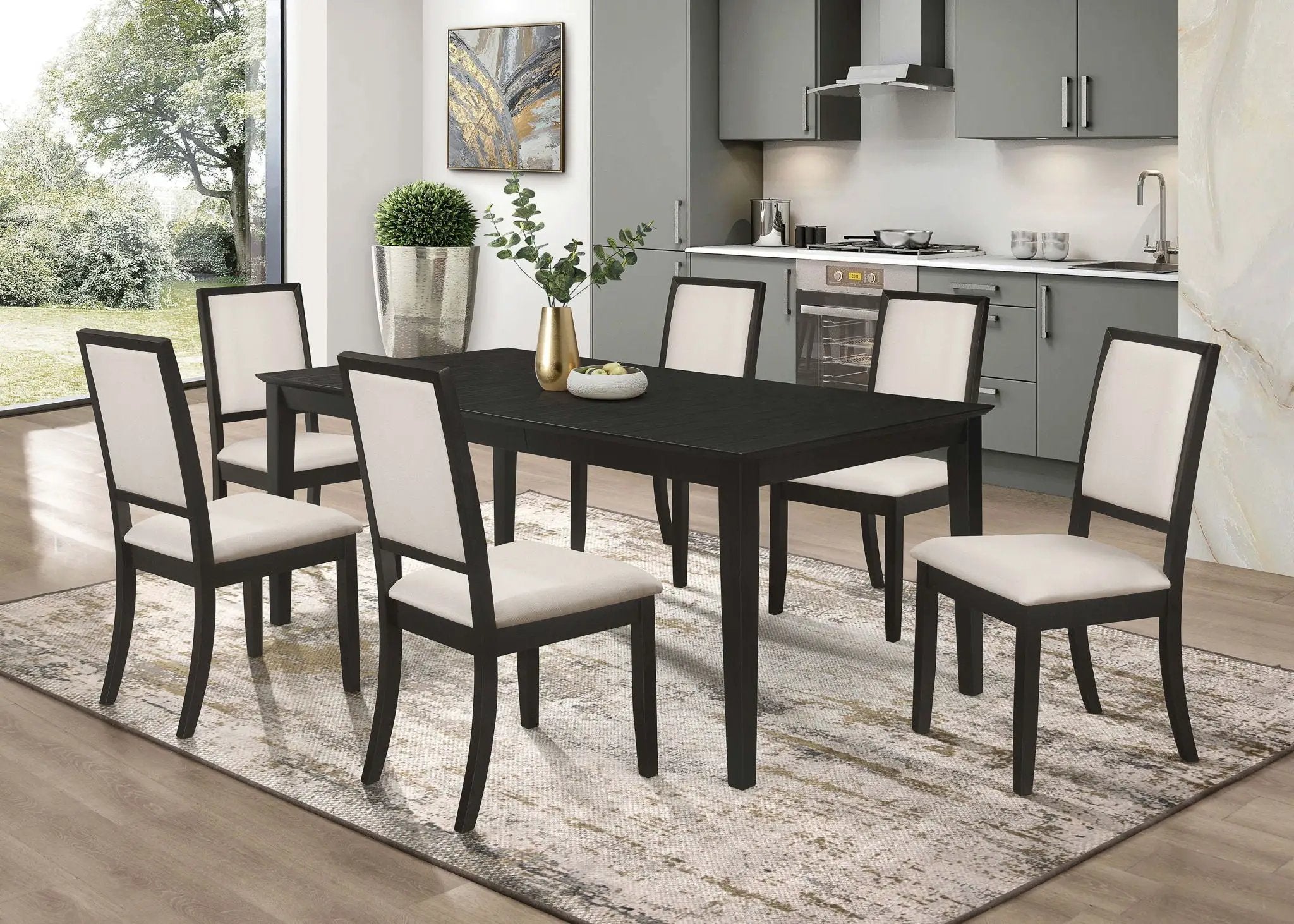 Louise Rectangular 78-inch Extension Leaf Dining Table Black by Unique Piece Furniture