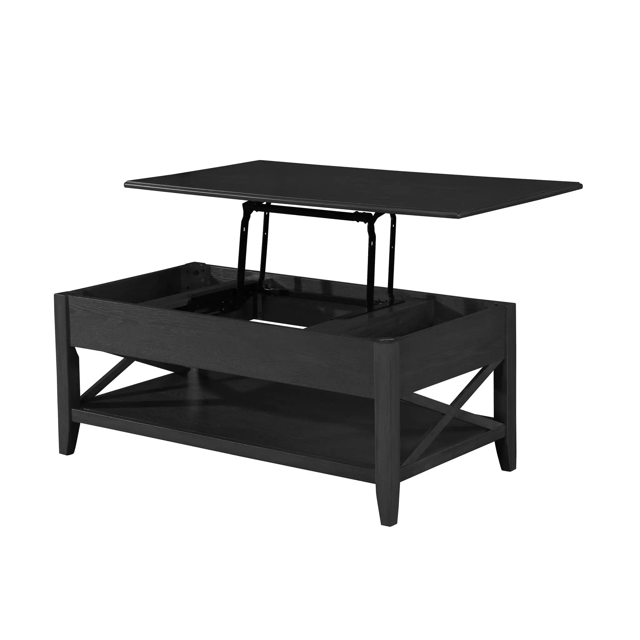 Decatur Farmhouse Lift Top Coffee Table With Storage - Black / Ash by HouseOfZazla