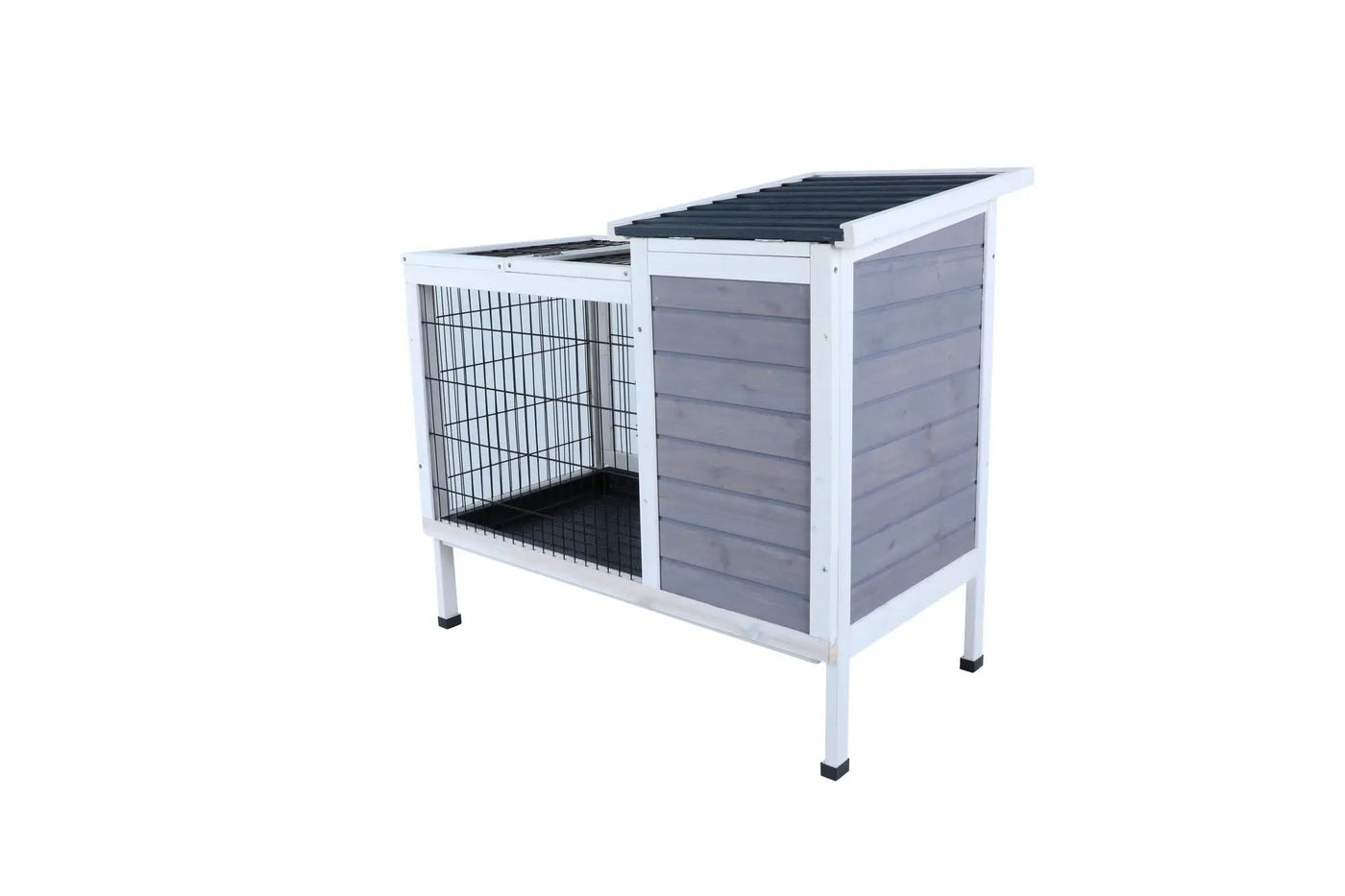 Two Tier Wooden Indoor / Outdoor Rabbit Cage For Small Animals With Runway And Leak-Proof Plastic Tray by HouseOfZazla