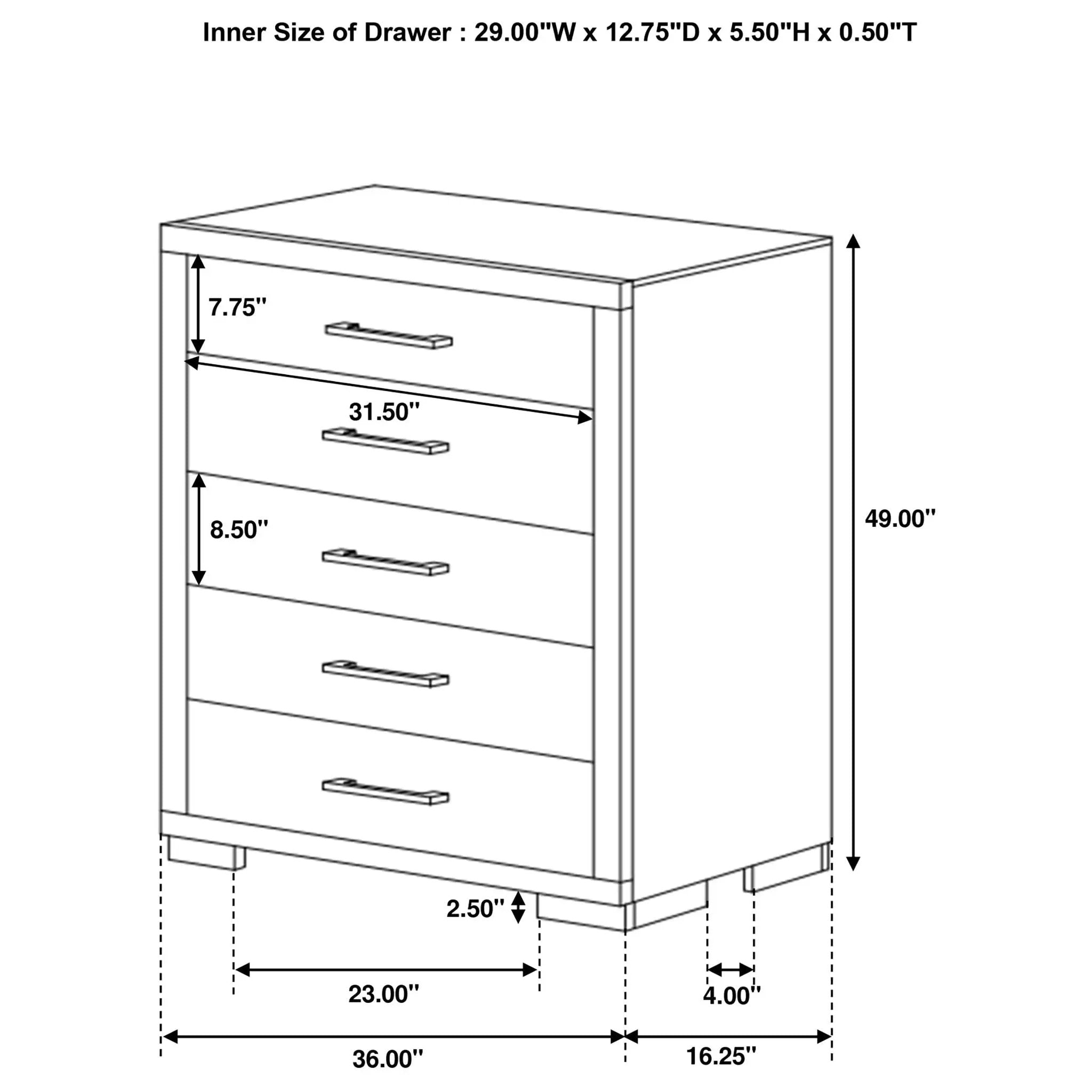Jessica 5-drawer Bedroom Chest Cappuccino by Unique Piece Furniture