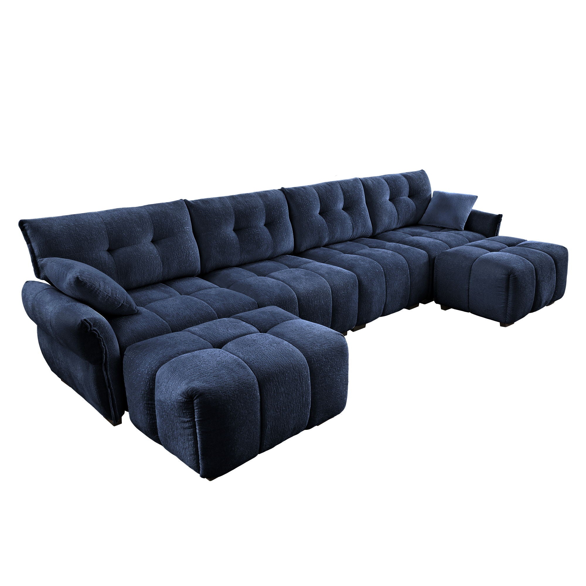Sofa Set With Ottoman And Pillows, Textured, High Resilience Cushions by HouseOfZazla