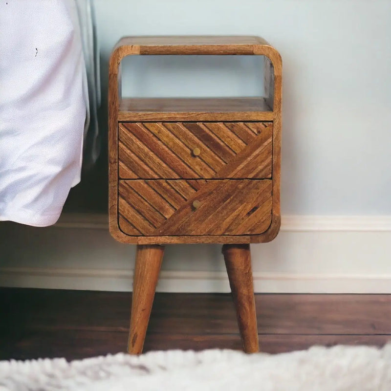 Lille - Mini Curved Nightstand - Oak by Unique Piece Furniture